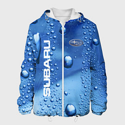 Куртка с капюшоном мужская Subaru - капли, цвет: 3D-белый