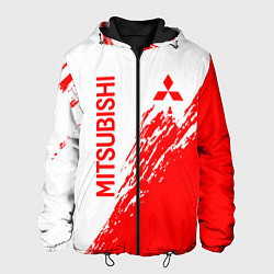 Куртка с капюшоном мужская Mitsubishi - красная текстура, цвет: 3D-черный