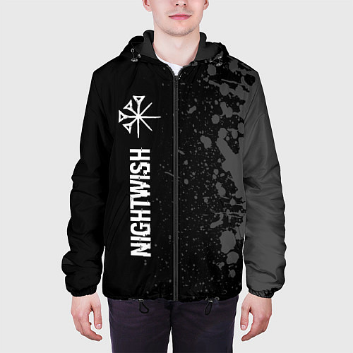 Мужская куртка Nightwish glitch на темном фоне: по-вертикали / 3D-Черный – фото 3