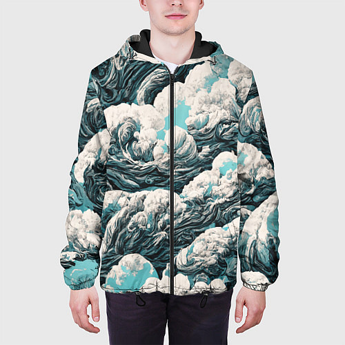 Мужская куртка Облачные узоры / 3D-Черный – фото 3