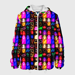 Куртка с капюшоном мужская Neon glowing objects, цвет: 3D-белый