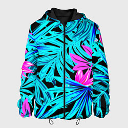 Куртка с капюшоном мужская Palm branches, цвет: 3D-черный