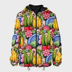 Мужская куртка Тюльпаны объемные листья и цветы