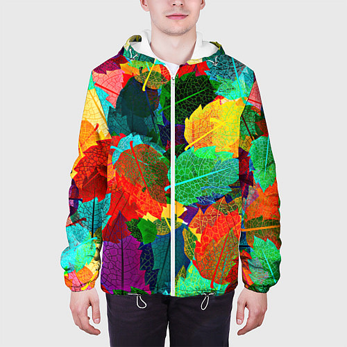 Мужская куртка Colored leaves / 3D-Белый – фото 3