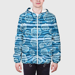 Куртка с капюшоном мужская Паттерн из створок ракушки - океан, цвет: 3D-белый — фото 2