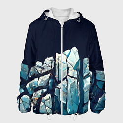 Куртка с капюшоном мужская Cracked ice, цвет: 3D-белый
