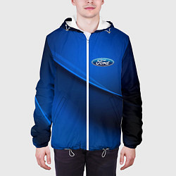 Куртка с капюшоном мужская Ford - синяя абстракция, цвет: 3D-белый — фото 2