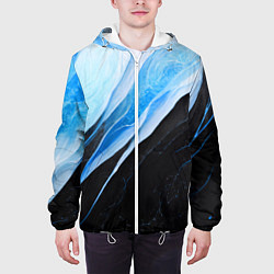 Куртка с капюшоном мужская Тёмно-синий мрамор, цвет: 3D-белый — фото 2