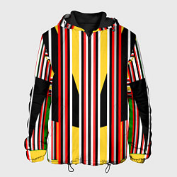 Куртка с капюшоном мужская Геометрические цветные фигуры полосы geometry, цвет: 3D-черный