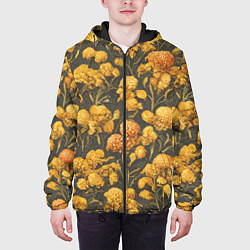 Куртка с капюшоном мужская Цветы в викторианском стиле, цвет: 3D-черный — фото 2