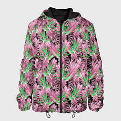 Куртка с капюшоном мужская Tropical plants in brown and green, цвет: 3D-черный