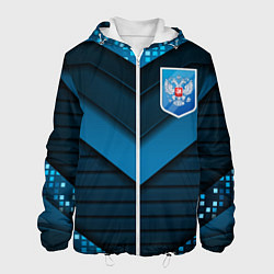 Куртка с капюшоном мужская Russia abstract blue, цвет: 3D-белый