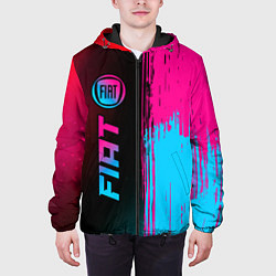 Куртка с капюшоном мужская Fiat - neon gradient: по-вертикали, цвет: 3D-черный — фото 2