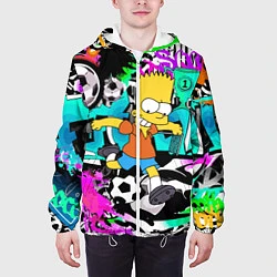 Куртка с капюшоном мужская Барт Симпсон - центр-форвард на фоне граффити, цвет: 3D-белый — фото 2
