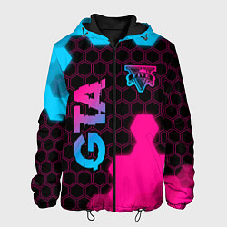 Мужская куртка GTA - neon gradient: надпись, символ