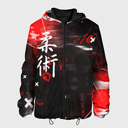 Куртка с капюшоном мужская Джиу-Джитсу : Глитч красный, цвет: 3D-черный