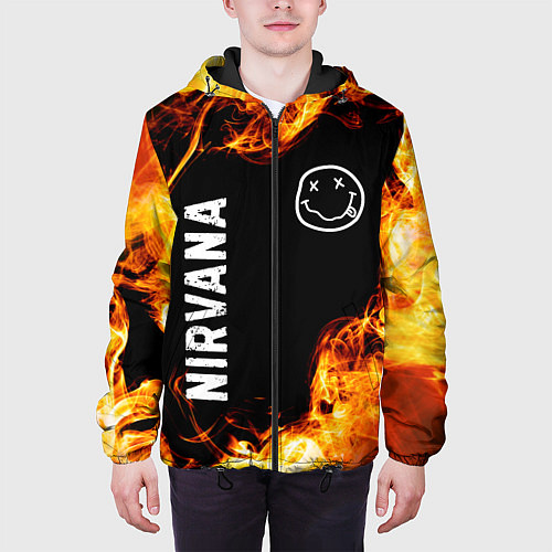 Мужская куртка Nirvana и пылающий огонь / 3D-Черный – фото 3