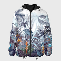 Куртка с капюшоном мужская Пышный тропический лес, цвет: 3D-черный