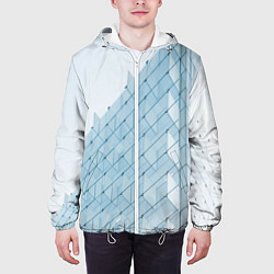 Куртка с капюшоном мужская Абстрактный стеклянный мир, цвет: 3D-белый — фото 2