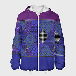 Мужская куртка Combined burgundy-blue pattern with patchwork