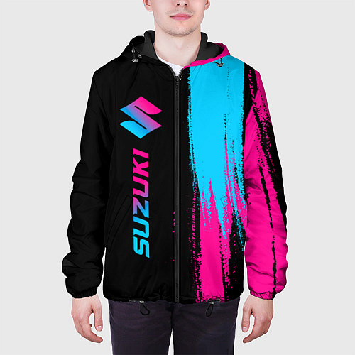 Мужская куртка Suzuki - neon gradient: по-вертикали / 3D-Черный – фото 3
