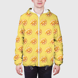 Куртка с капюшоном мужская Апельсин Паттерн - Желтая версия, цвет: 3D-белый — фото 2