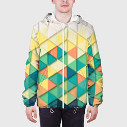 Куртка с капюшоном мужская Мозаичный градиент, цвет: 3D-белый — фото 2