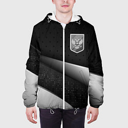 Куртка с капюшоном мужская Russia - black & white, цвет: 3D-белый — фото 2