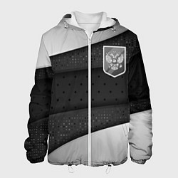 Куртка с капюшоном мужская Черно-белый герб России, цвет: 3D-белый