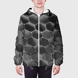 Куртка с капюшоном мужская Черные камни, цвет: 3D-белый — фото 2