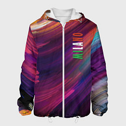 Куртка с капюшоном мужская Разноцветная экспрессивная композиция - Milano, цвет: 3D-белый