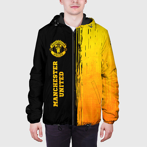 Мужская куртка Manchester United - gold gradient: по-вертикали / 3D-Черный – фото 3