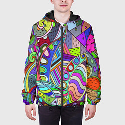 Куртка с капюшоном мужская Детский красочный узор, цвет: 3D-черный — фото 2