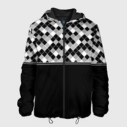 Куртка с капюшоном мужская Черно-белый геометрический узор, цвет: 3D-черный