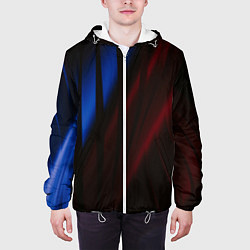 Куртка с капюшоном мужская Иллюзорные синие и красные линии во тьме, цвет: 3D-белый — фото 2