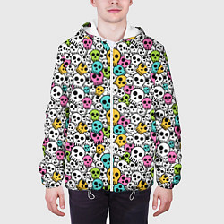 Куртка с капюшоном мужская Череп разноцветный, цвет: 3D-белый — фото 2