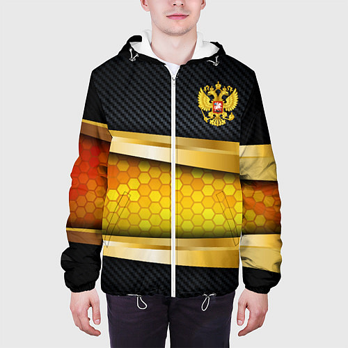 Мужская куртка Black & gold - герб России / 3D-Белый – фото 3