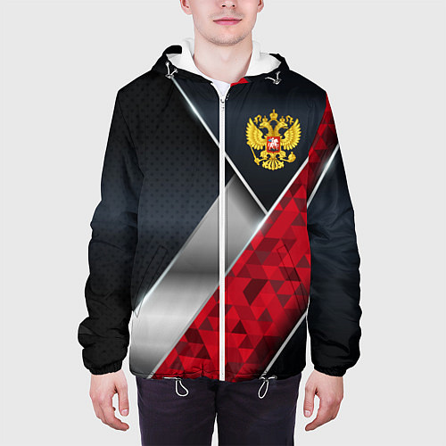 Мужская куртка Red & black Russia / 3D-Белый – фото 3