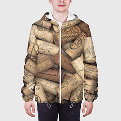 Куртка с капюшоном мужская Винные пробки - композиция, цвет: 3D-белый — фото 2