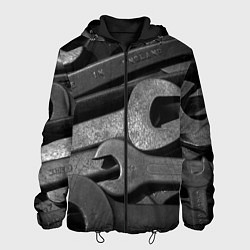 Куртка с капюшоном мужская Композиция из гаечных ключей, цвет: 3D-черный