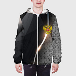 Куртка с капюшоном мужская Герб РФ киберпанк, цвет: 3D-белый — фото 2