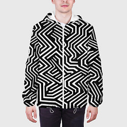 Куртка с капюшоном мужская Гипнотические узоры, цвет: 3D-белый — фото 2