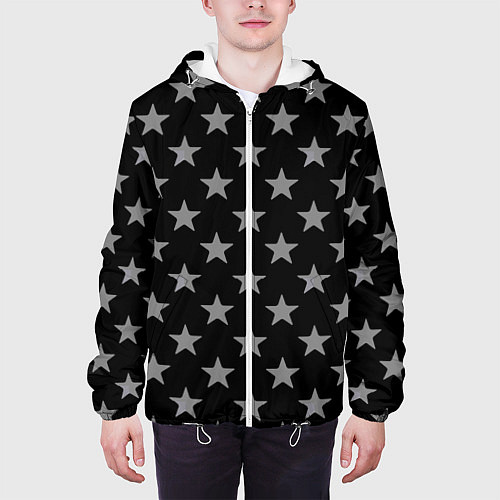 Мужская куртка Звездный фон черный / 3D-Белый – фото 3