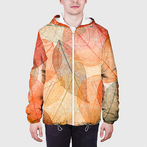 Мужская куртка Осенние прозрачные листья / 3D-Белый – фото 3