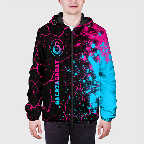 Мужская куртка Galatasaray - neon gradient: по-вертикали / 3D-Черный – фото 3