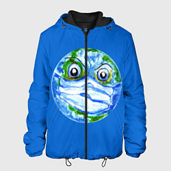 Куртка с капюшоном мужская Злая планета Земля в маске, цвет: 3D-черный