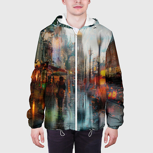 Мужская куртка В Питере дождь / 3D-Белый – фото 3