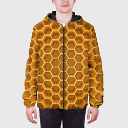 Куртка с капюшоном мужская Volumetric honeycombs, цвет: 3D-черный — фото 2