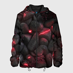 Куртка с капюшоном мужская Камни с разломами неон, цвет: 3D-черный