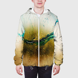 Куртка с капюшоном мужская Абстрактные блёстки, тени и краски, цвет: 3D-белый — фото 2